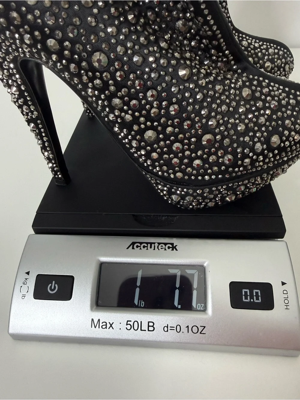 Helen's Heart Black Faceted All Over Sparkle Platform Stiletto Heel Bootie Sz 37